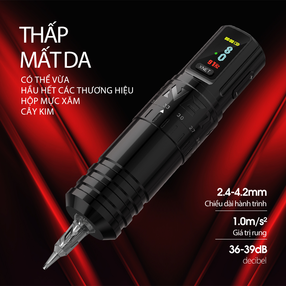 Xnet Máy Xăm Không Dây Chuyên Nghiệp Có Thể Điều Chỉnh Pin 2.4-4.2mm