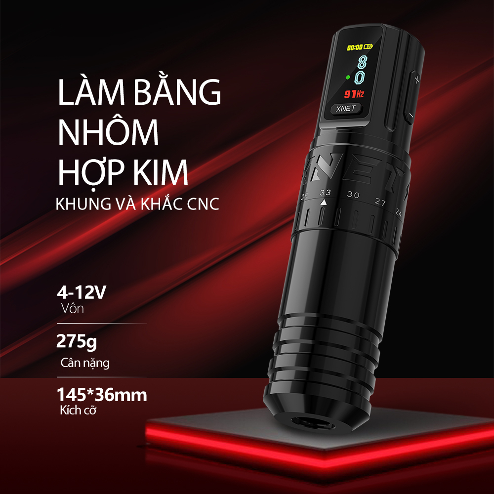 Xnet Máy Xăm Không Dây Chuyên Nghiệp Có Thể Điều Chỉnh Pin 2.4-4.2mm