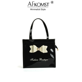 AFKOMST 2023 Shiny Surface handbag Chic Túi xách cổ điển với bề mặt sáng bóng và trang trí nơ cho Nữ