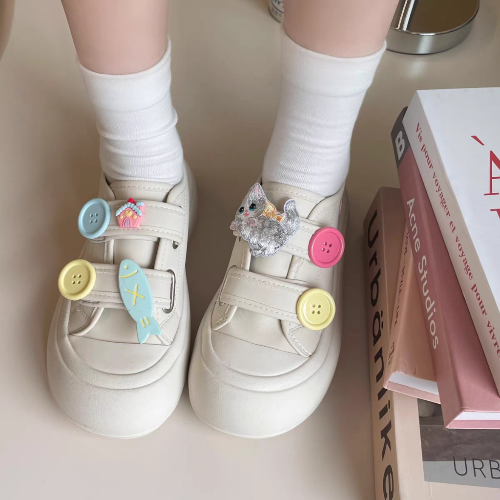 Giày trắng Velcro nữ giày thể thao mẫu mới 2023