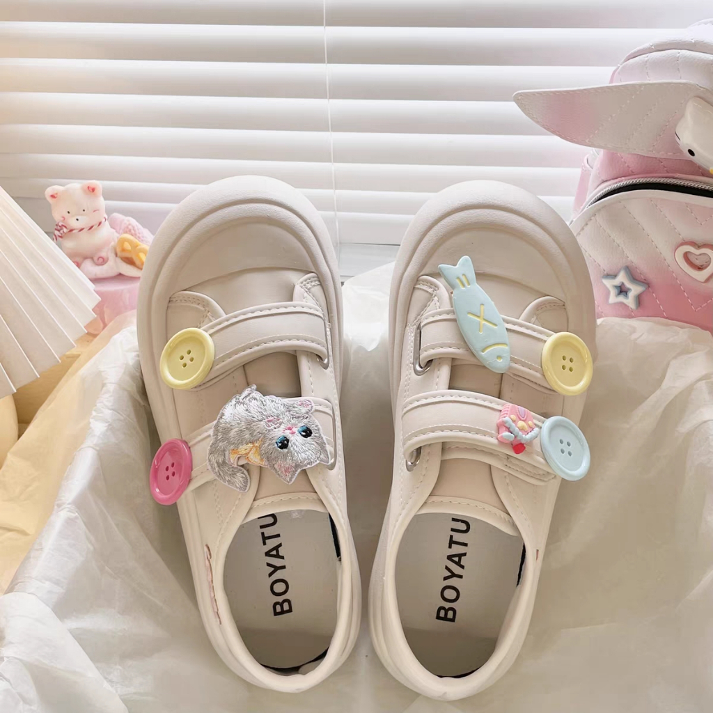 Giày trắng Velcro nữ giày thể thao mẫu mới 2023