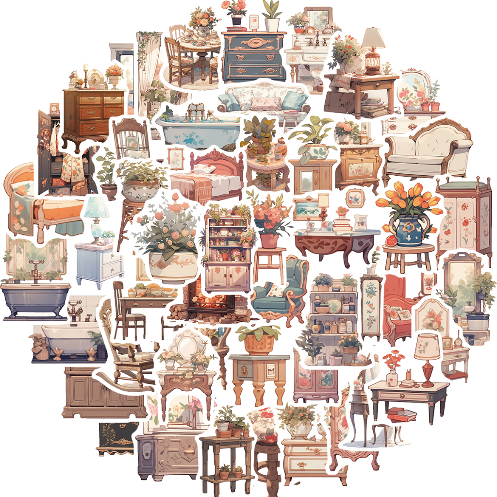 Bộ 50 Miếng Dán Hoạt Hình graffiti Chống Nước Trang Trí Vali laptop Xe Hơi