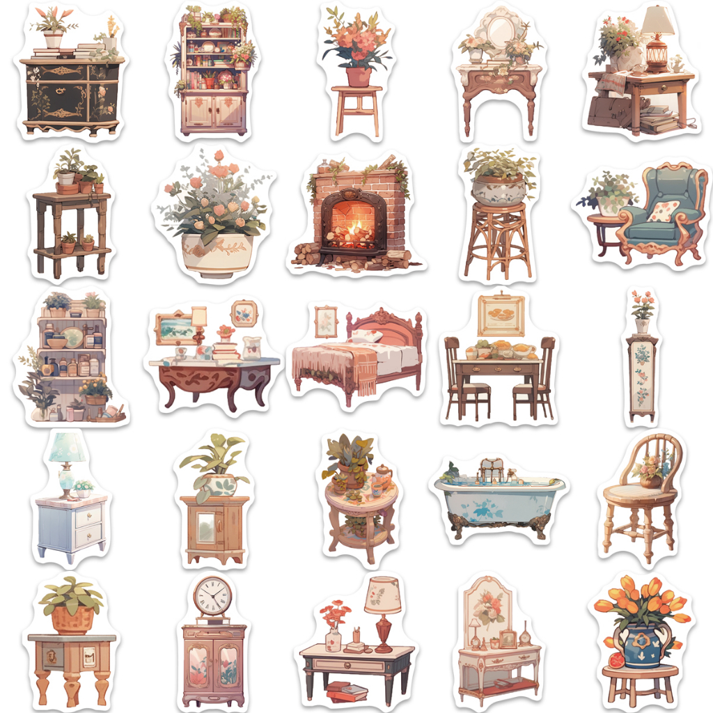 Bộ 50 Miếng Dán Hoạt Hình graffiti Chống Nước Trang Trí Vali laptop Xe Hơi