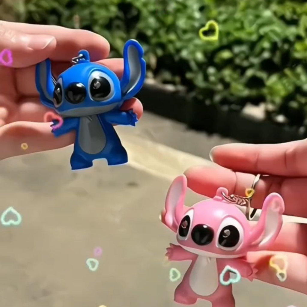 Móc Khóa Cặp Đôi Đi Học Hình Búp Bê stitch Phát Sáng Và Âm Thanh Dễ Thương