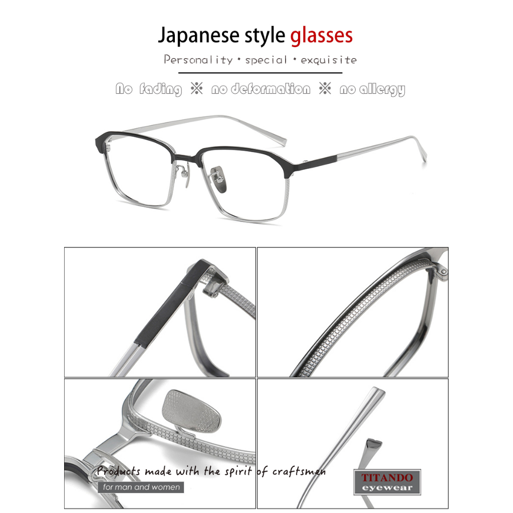 Mắt Kính Gọng Vuông Chất Liệu Titan Phong Cách Mỹ Thời Trang Cho Nam drx2024