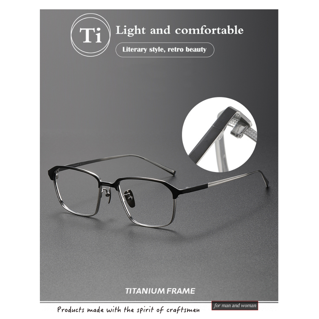 Mắt Kính Gọng Vuông Chất Liệu Titan Phong Cách Mỹ Thời Trang Cho Nam drx2024
