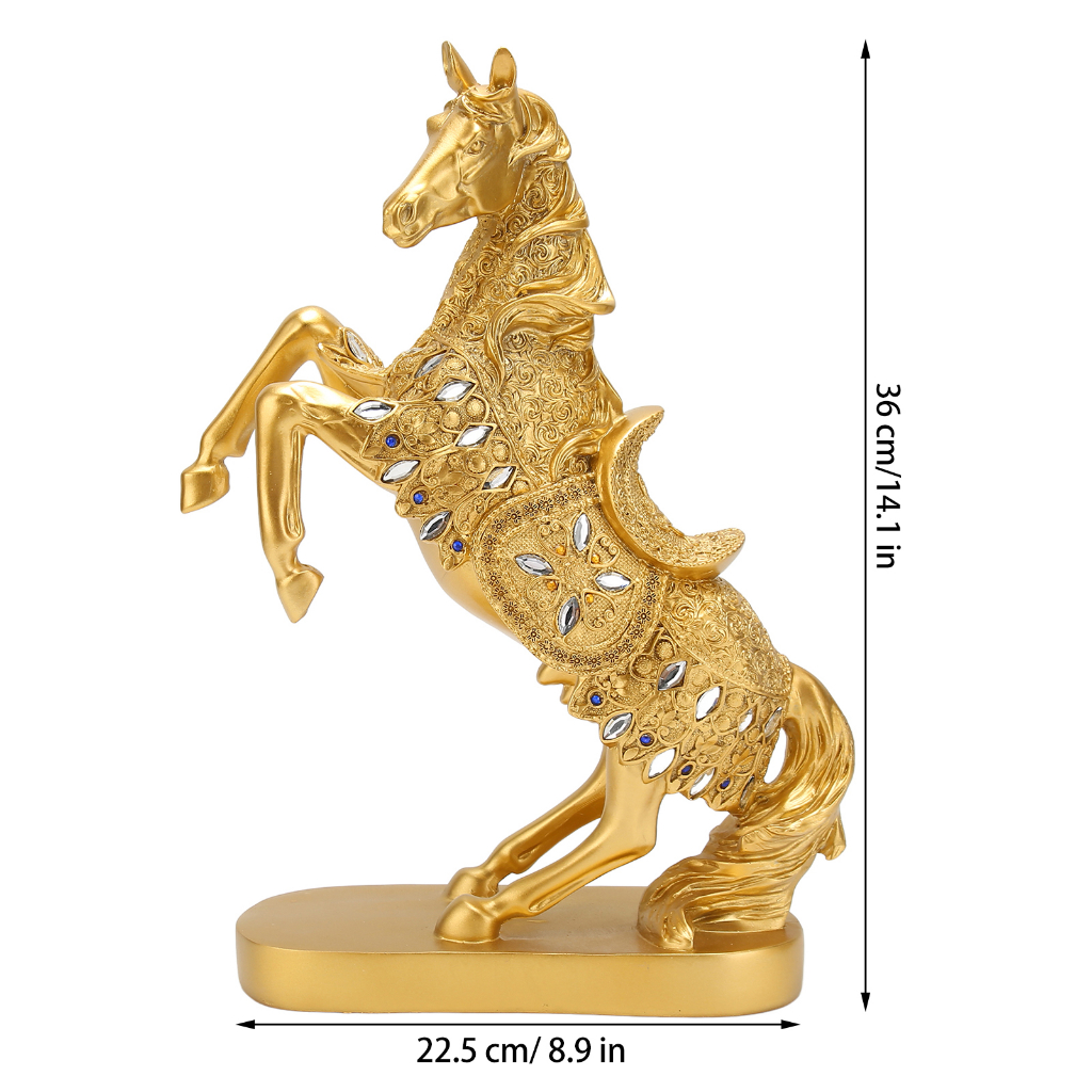 Tượng Ngựa Vàng Đính Đá để bàn May Mắn Phong Thủy Trang Trí Văn Phòng phòng khách