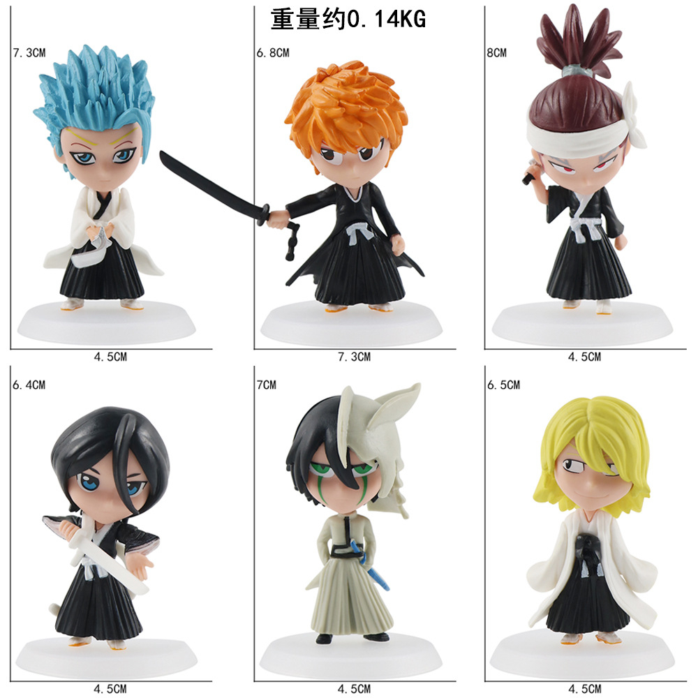 Set 6 Mô Hình Nhân Vật Phim anime kurosaki ichigo Kuroki rukia Abi renji hitsugaya toushirou ulquiorra cifer Bằng pvc