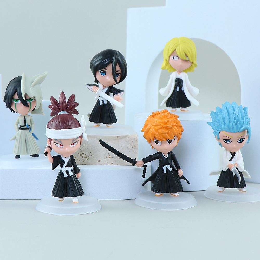 Set 6 Mô Hình Nhân Vật Phim anime kurosaki ichigo Kuroki rukia Abi renji hitsugaya toushirou ulquiorra cifer Bằng pvc