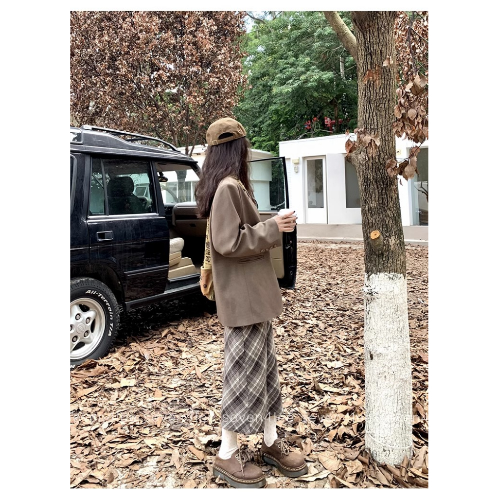 Chân Váy Len Dài Lưng Cao Xẻ Tà Thời Trang Thu Đông Cho Nữ