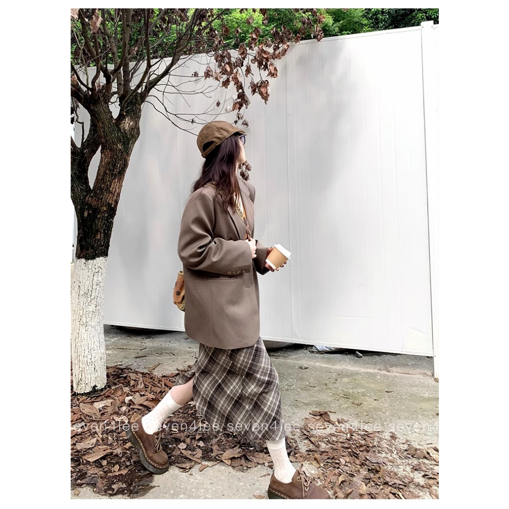 Chân Váy Len Dài Lưng Cao Xẻ Tà Thời Trang Thu Đông Cho Nữ