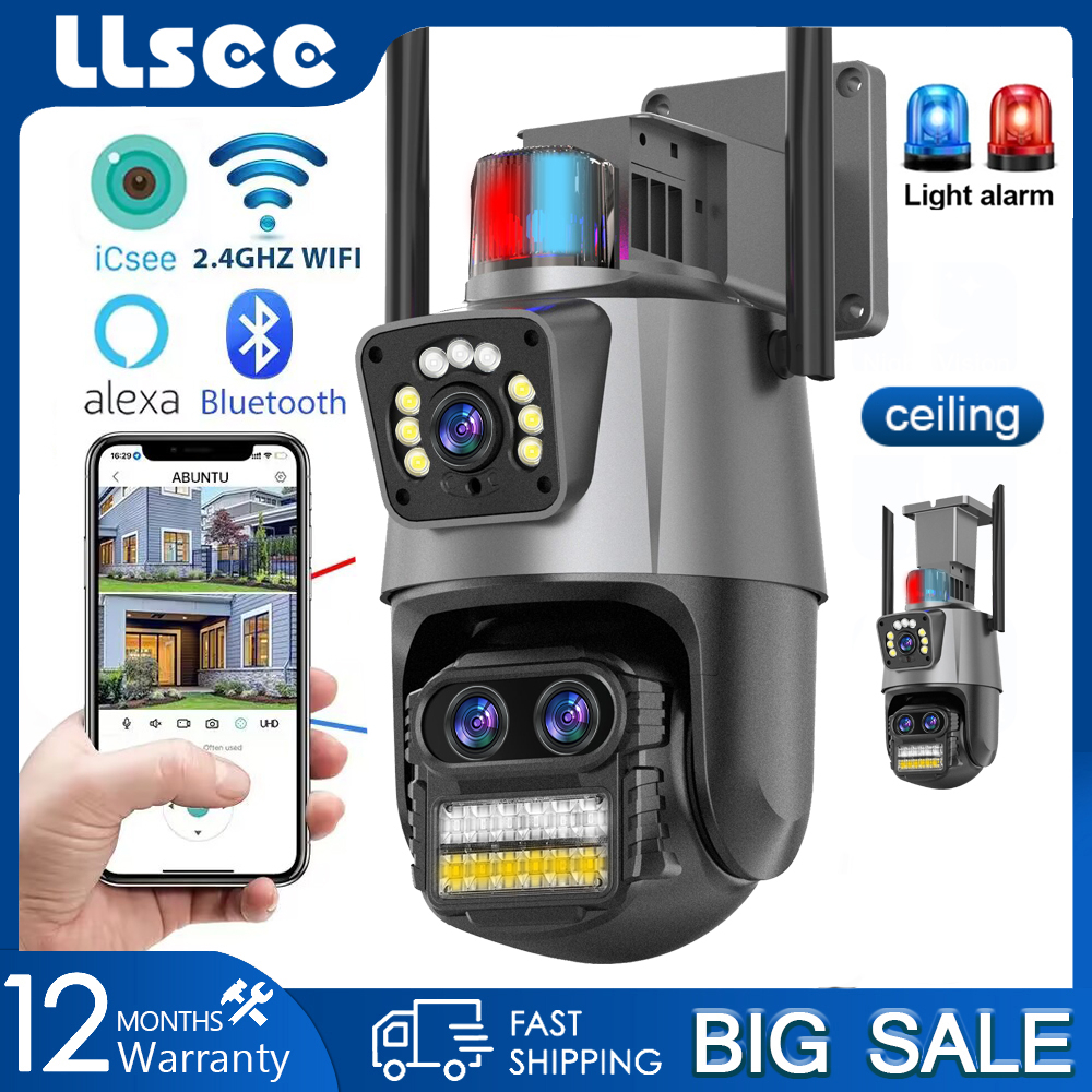 LLSEE icsee camera 2 mắt ngoài trời - zoom quang học 8X - camera wifi không dây - kết nối điện thoại di động 360 độ xoay - theo dõi chuyển động, tầm nhìn ban đêm đầy màu sắc, không thấm nước, cuộc gọi gấp đôi