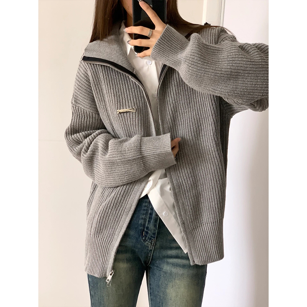 Áo Khoác cardigan Dệt Kim Tay Dài Dáng Rộng Lưng Trần Thời Trang Cho Nữ