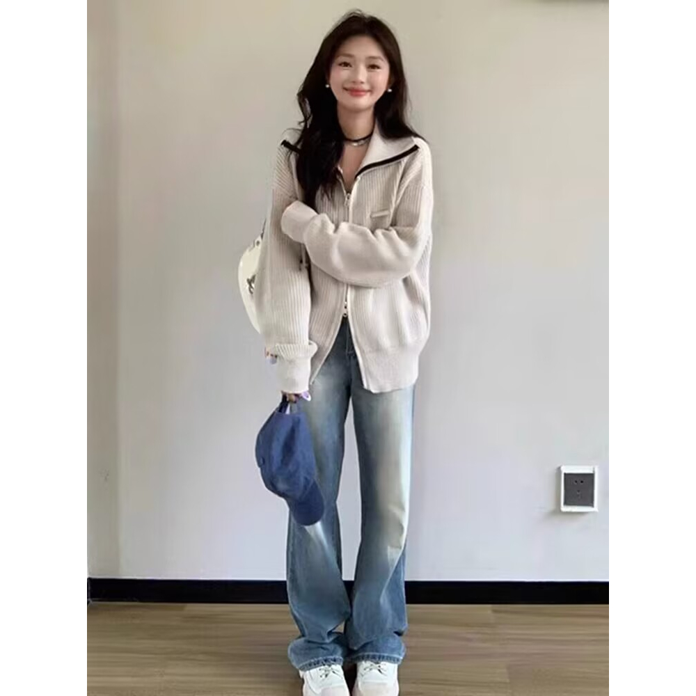 Áo Khoác cardigan Dệt Kim Tay Dài Dáng Rộng Lưng Trần Thời Trang Cho Nữ