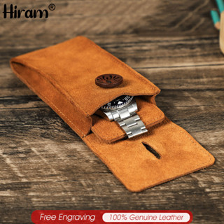 Hiram Túi Da Lộn Mềm Đựng Đồng Hồ Đeo Tay Một Ngăn Có Nút Gỗ Làm Quà Tặng Cho Cha & Bạn