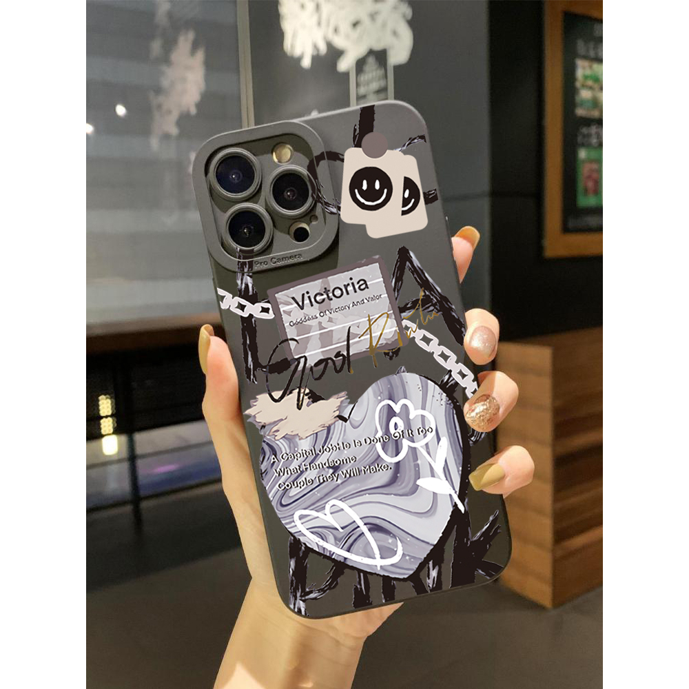 Bao Da Điện Thoại Cạnh Vuông Hình Trái Tim Mặt Cười Cho samsung galaxy s22 plus note 20 ultra s21 fe s20 Ốp