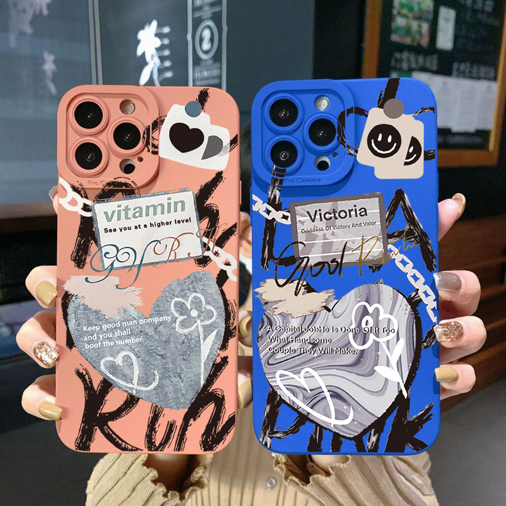 Bao Da Điện Thoại Cạnh Vuông Hình Trái Tim Mặt Cười Cho samsung galaxy s22 plus note 20 ultra s21 fe s20 Ốp