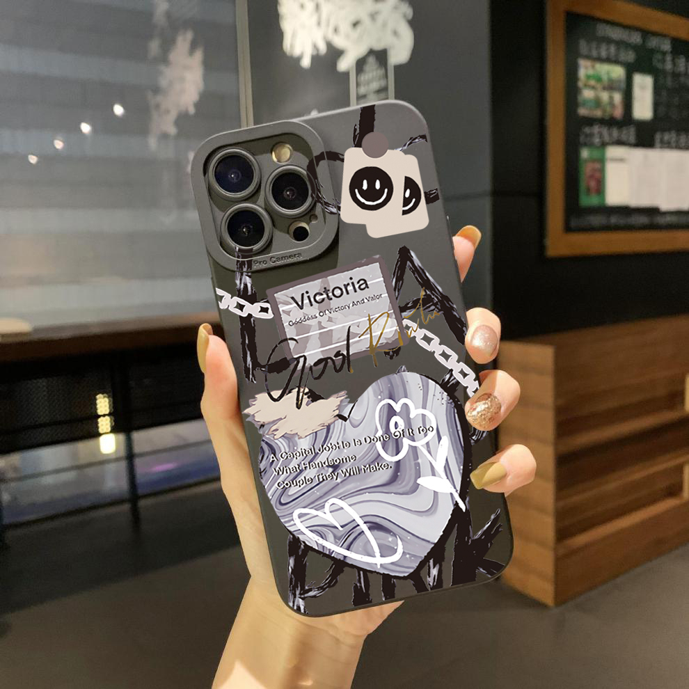 Bao Da Điện Thoại Cạnh Vuông Hình Trái Tim Mặt Cười Cho samsung galaxy s22 plus note 20 ultra s21 fe s20 Ốp