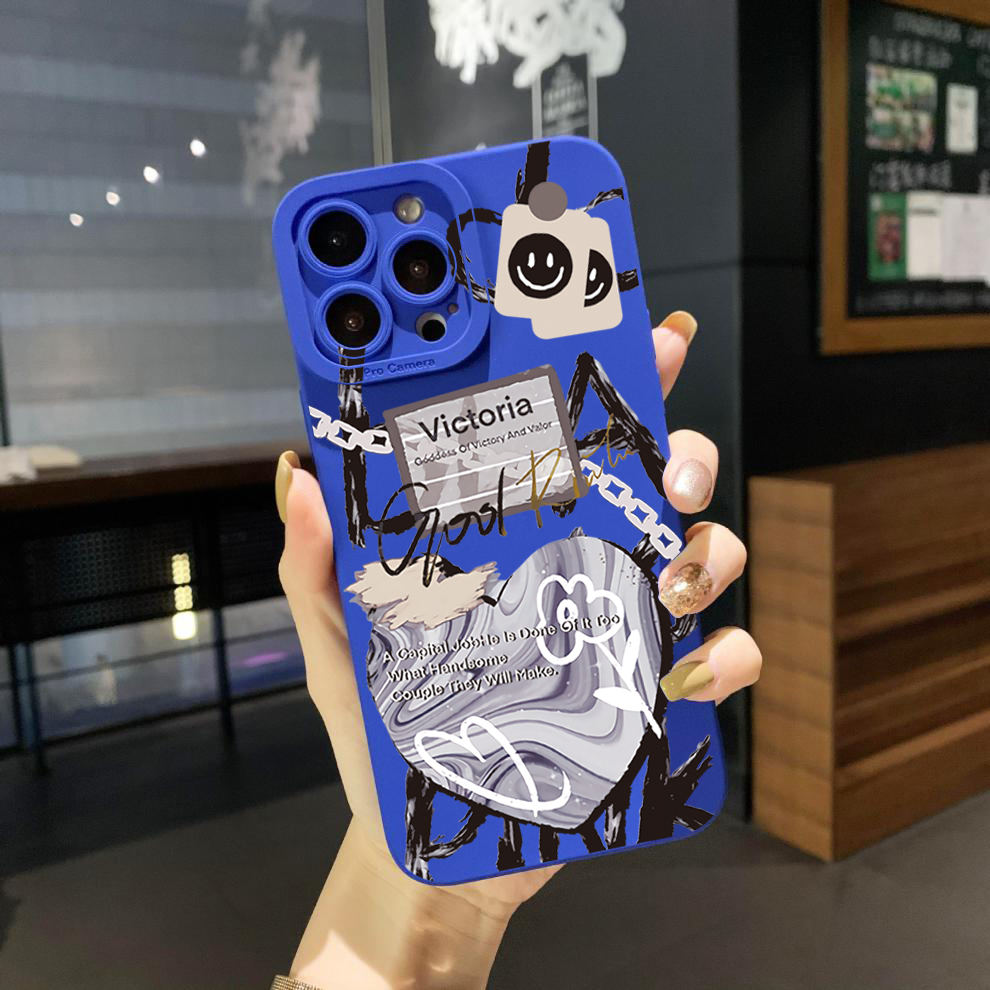 Bao Da Điện Thoại Cạnh Vuông Hình Trái Tim Mặt Cười Cho samsung galaxy s22 plus note 20 ultra s21 fe s20 Ốp