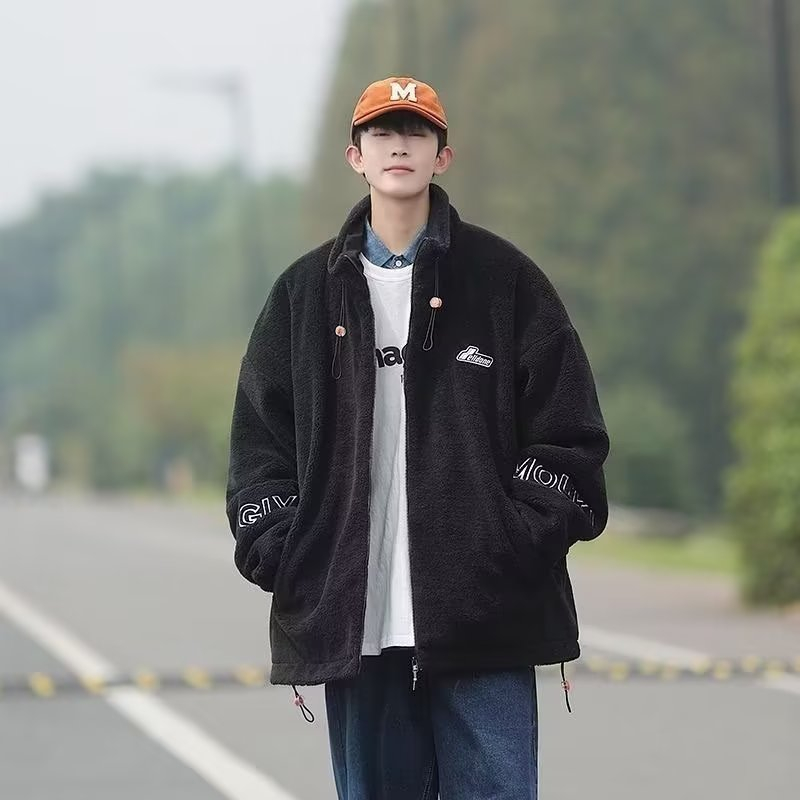 Áo Khoác Bóng Chày Bằng Vải Lông Nhung Thêu Chữ Thời Trang Đường Phố Mỹ Cổ Điển Màu Xám Đen Xám Trắng Dành Cho Nam Nữ cross888