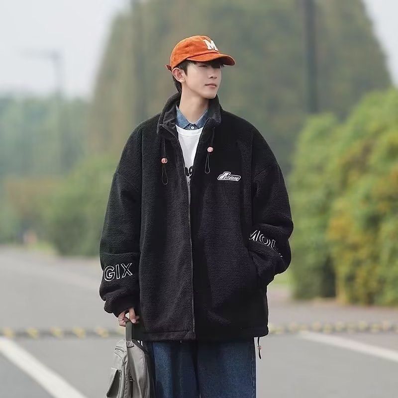 Áo Khoác Bóng Chày Bằng Vải Lông Nhung Thêu Chữ Thời Trang Đường Phố Mỹ Cổ Điển Màu Xám Đen Xám Trắng Dành Cho Nam Nữ cross888