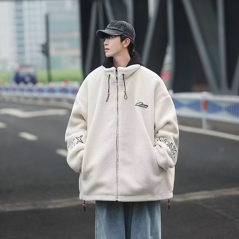 Áo Khoác Bóng Chày Bằng Vải Lông Nhung Thêu Chữ Thời Trang Đường Phố Mỹ Cổ Điển Màu Xám Đen Xám Trắng Dành Cho Nam Nữ cross888