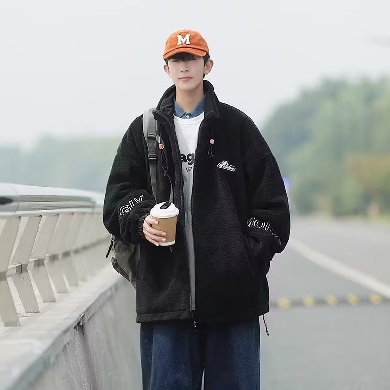 Áo Khoác Bóng Chày Bằng Vải Lông Nhung Thêu Chữ Thời Trang Đường Phố Mỹ Cổ Điển Màu Xám Đen Xám Trắng Dành Cho Nam Nữ cross888