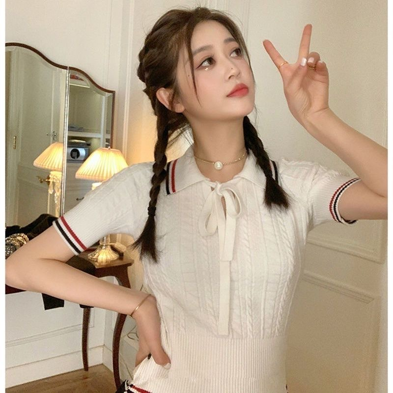 Áo Thun Polo Ngắn Tay Cột Dây Thời Trang Mùa Hè Cho Nữ