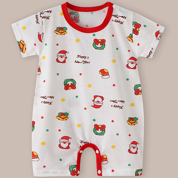 Bộ Áo Liền Quần Bằng cotton Thoáng Khí Phong Cách Giáng Sinh Cho Bé