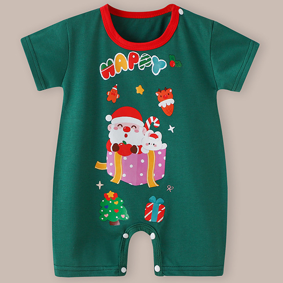 Bộ Áo Liền Quần Bằng cotton Thoáng Khí Phong Cách Giáng Sinh Cho Bé