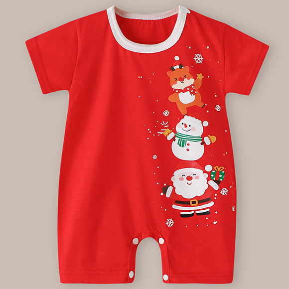 Bộ Áo Liền Quần Bằng cotton Thoáng Khí Phong Cách Giáng Sinh Cho Bé