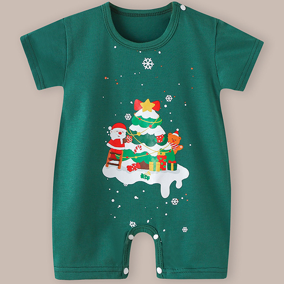 Bộ Áo Liền Quần Bằng cotton Thoáng Khí Phong Cách Giáng Sinh Cho Bé