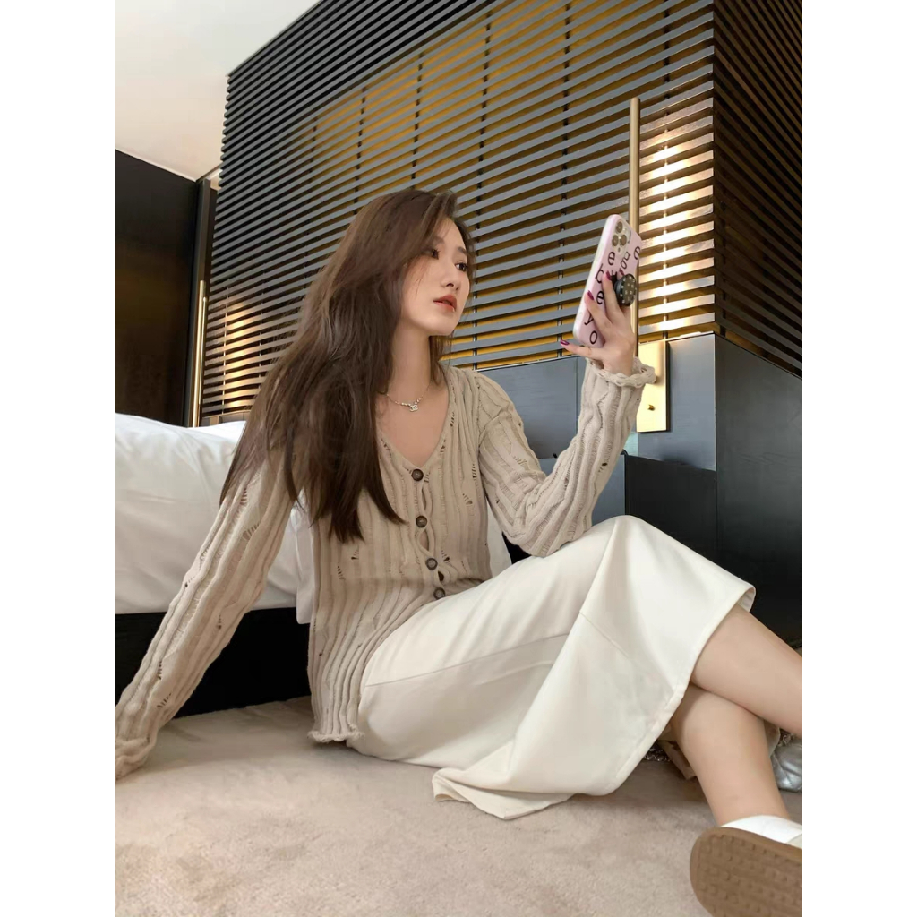 KIKONEY SHOP Áo Len áo khoác cardigan áo cardigan hàn quốc WXF2390VWP 37Z230912