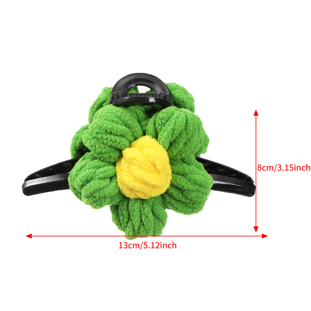 Kẹp Tóc Hình Cá Mập / Hoa Hồng / Hoa Hướng Dương Đan Len Màu Đen Bằng Nhựa Thời Trang Cho Nữ