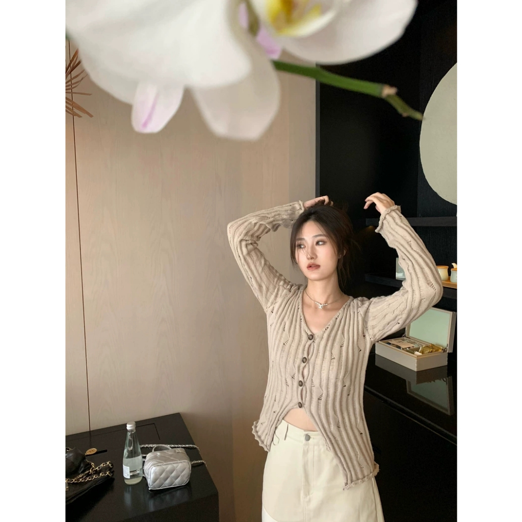 KIKONEY SHOP Áo Len áo khoác cardigan áo cardigan hàn quốc WXF2390VWP 37Z230912