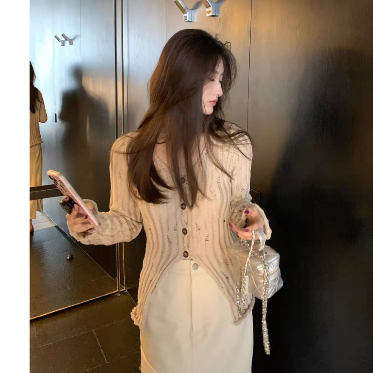 KIKONEY SHOP Áo Len áo khoác cardigan áo cardigan hàn quốc WXF2390VWP 37Z230912