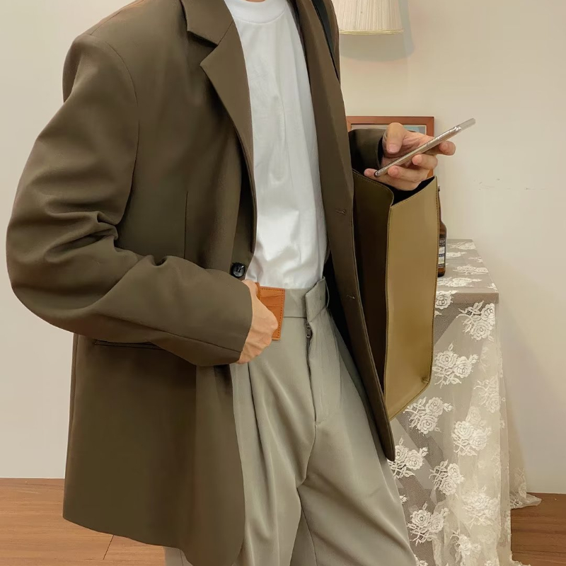 Áo khoác vest AFFLIGA dáng rộng phong cách vintage thời trang cho nam