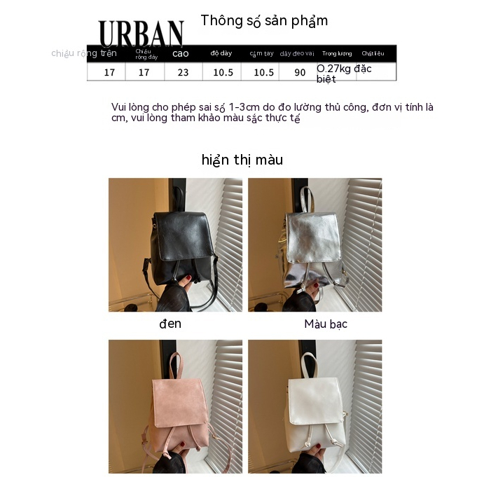 URBAN Balo cặp đi họcThời trang Tiện dụng Da Pu Trơn 2023 NEW GSJ09M 36Z230904