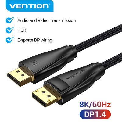 Cáp Video Vention Đầu Cắm Display Port 1.4 8K 60Hz 4K HDR Dành Cho PC Laptop TV