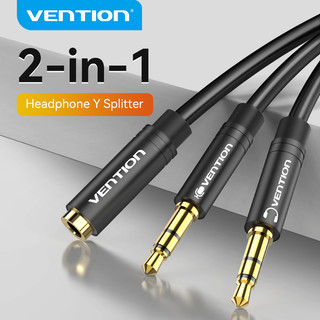 Dây cáp âm thanh VENTION chuyển đổi từ một lỗ cắm sang 2 đầu cắm 3.5mm