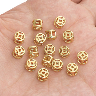 Mặt dây chuyền đồng xu may mắn mạ vàng 14k 6x5mm diy