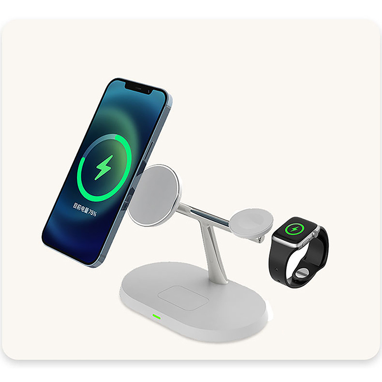 Đế Sạc Không Dây 15w 3 Trong 1 Có Nam Châm Kiêm Giá Đỡ Tiện Dụng