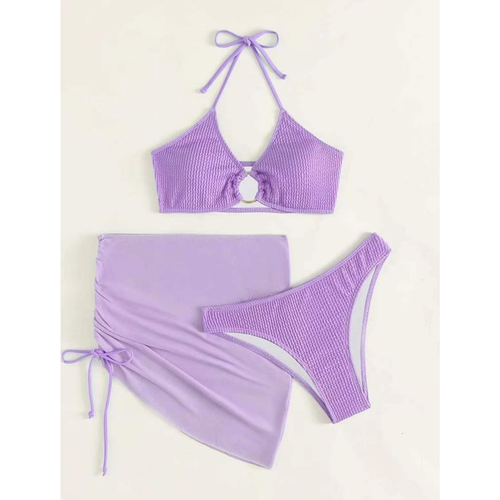 Set Đồ Bơi Ba Mảnh Màu Sắc Đơn Giản Quyến Rũ Cho Nữ