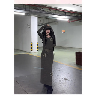 Đầm Dệt Kim Có Mũ Trùm Dáng Dài Phong Cách retro Mỹ Thời Trang Mùa Thu Dành Cho Nữ