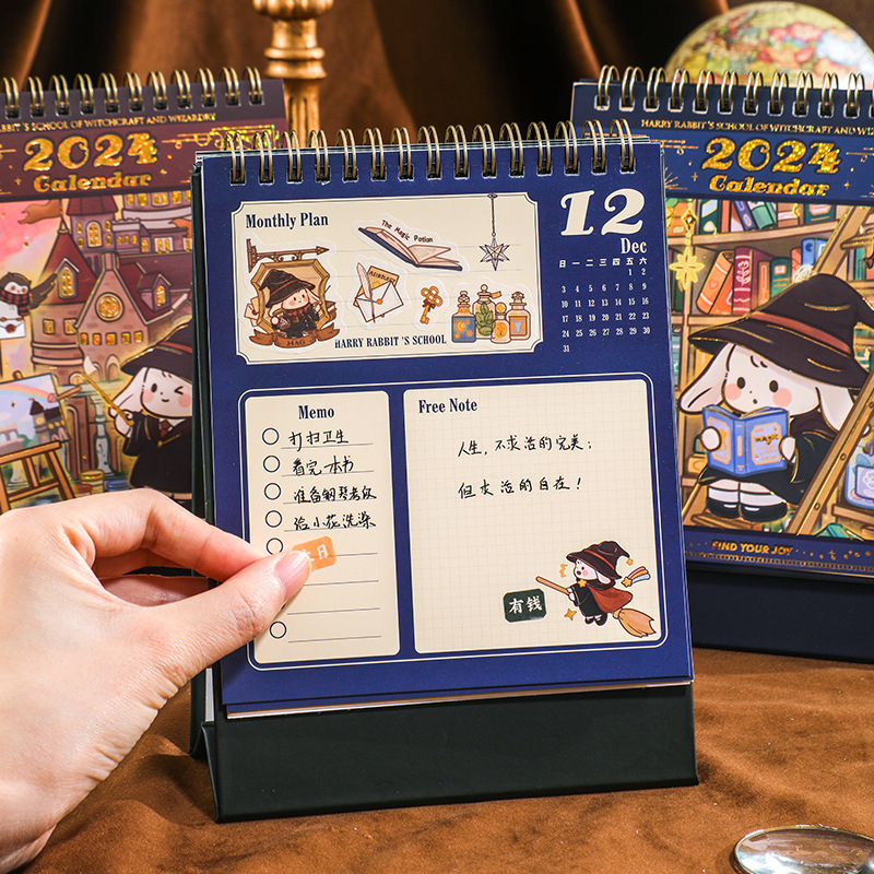 Mr. Paper Vào năm 2024 Lịch mới Phim hoạt hình dễ thương Thỏ ma thuật Nóng trang bìa TaiLi Mức độ xuất hiện cao Kế hoạch bạn Màn hình lịch BaiJian Đếm ngược