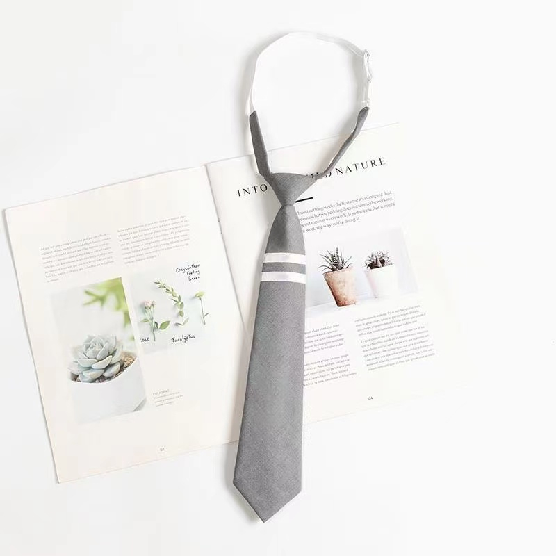 Cà Vạt Họa Tiết Kẻ Sọc Đen Xám Phong Cách Hàn Quốc Thời Trang Cho Nam Và Nữ