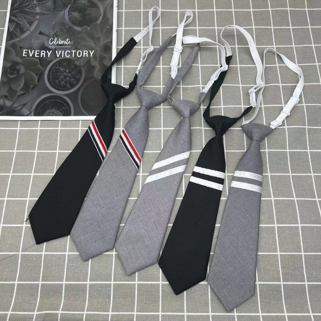 Cà Vạt Họa Tiết Kẻ Sọc Đen Xám Phong Cách Hàn Quốc Thời Trang Cho Nam Và Nữ