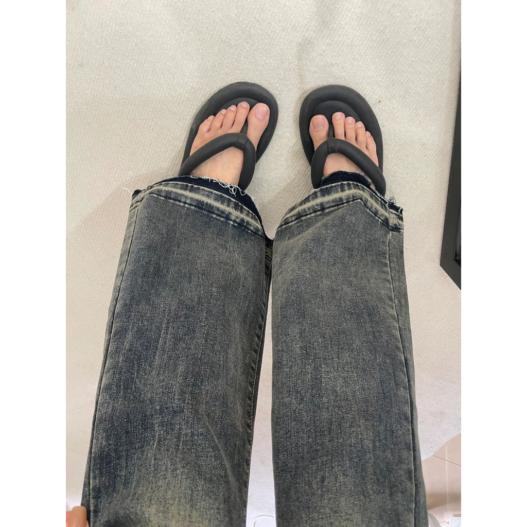 Quần Jean Nữ Lưng Cao Ống Loe Phong Cách retro