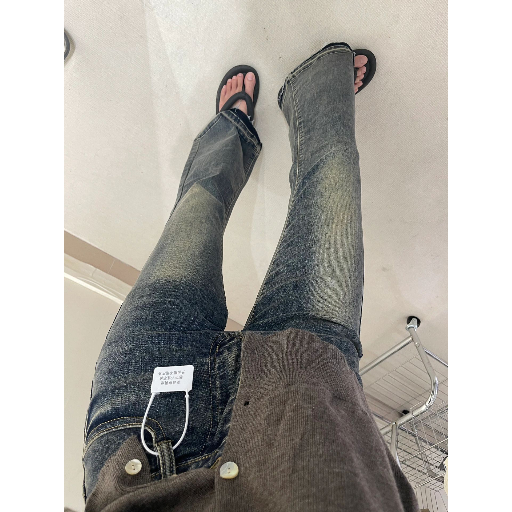 Quần Jean Nữ Lưng Cao Ống Loe Phong Cách retro