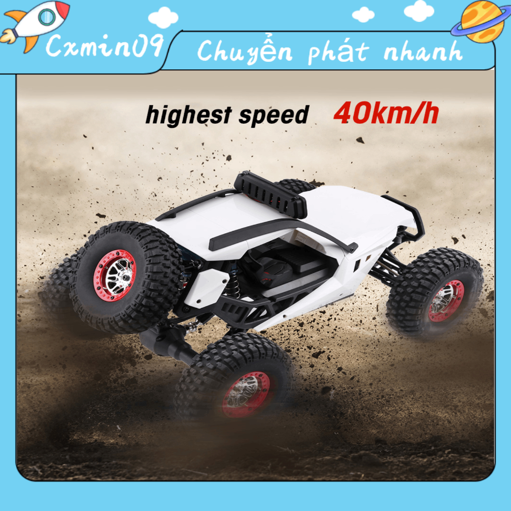 Wltoys 12429 2.4GHz 4WD 1/12 Xe điện RC bánh xích có đèn LED RisingGirl
